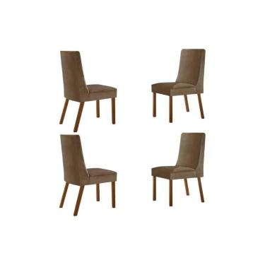 Imagem de Cadeira De Cozinha Dakota Kit 4 Un Naturalle/suede Capuccino - Rufato
