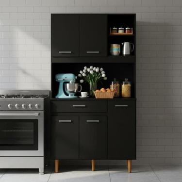 Imagem de Kit Completo para Cozinha Armário Compacto com 5 Portas, 1 Gaveta e Ni