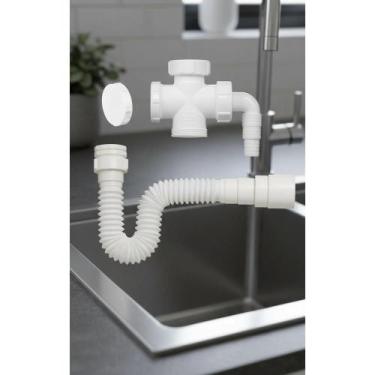 Imagem de 2x Adaptador Sifão Máquina Lavar Roupa Louça Branco - Congratulations 