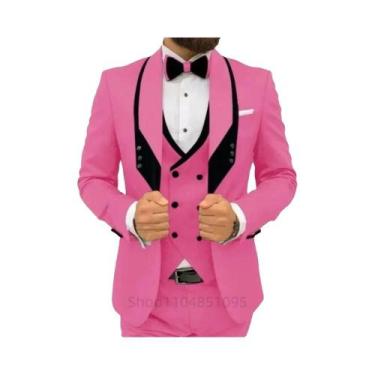 Imagem de Terno Formal Masculino Azul Royal Para Casamento Com Colete E Calça, L