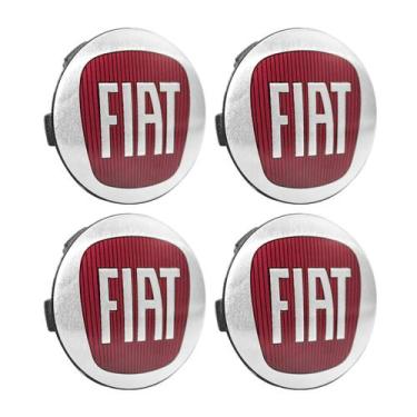 Imagem de Jogo Calota Centro De Roda Binno 56mm Emblema Fiat Vermelho - DCAPS