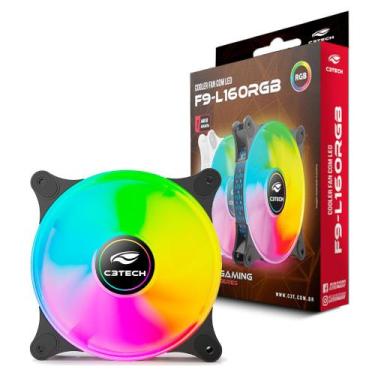 Imagem de Cooler Fan F9L160BKRGB C3Tech RGB 120mm 9 lâminas, 5V, Rolamento Hidrá
