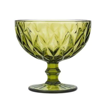 Imagem de Taça De Sobremesa Sorvete Coquetel De Vidro Diamante Verde 310ml Class