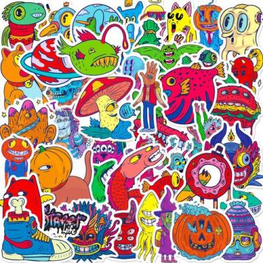 Imagem de Adesivos Colorful Monster 50 unidades Funky Cartoon Creature - yiweisa