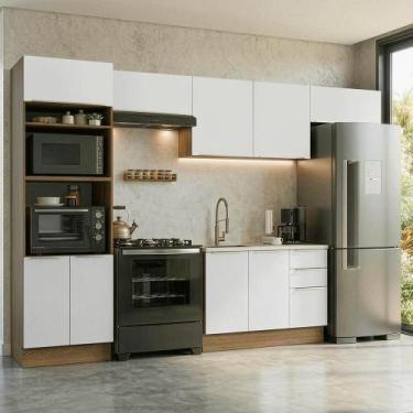 Imagem de Armário de Cozinha Completa 350 x 60 cm Rustic/Branco Veludo Lux Mades