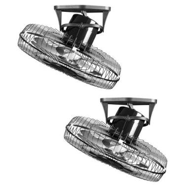 Imagem de Kit 2 Ventiladores De Teto Premium 360º 50cm PRETO Grade AÇO 170W Bivo