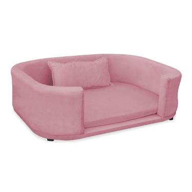 Imagem de Caminha Pet Lola Estofada Sofá Com Almofada Cachorro Gato Pequeno Porte Rosa