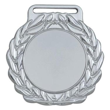 Imagem de Kit Com 10 Medalhas Vitória Lisa 60000 60MM Com Fita, Prata