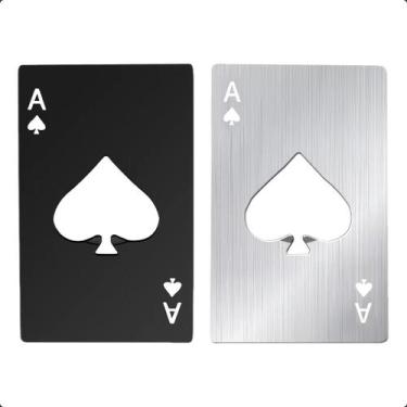 Imagem de Kit 02 Abridor De Garrafa Formato Carta De Baralho Espada Poker Aço In