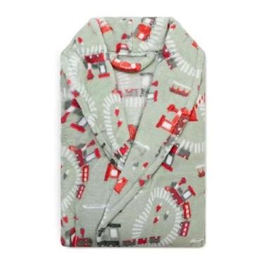 Imagem de Roupão Microfibra Infantil Fleece Camesa Trenzinho Tamanho G