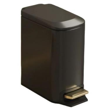 Imagem de Lixeira Pedal Retangular Aço Inox Fechamento Suave 6l  - golden