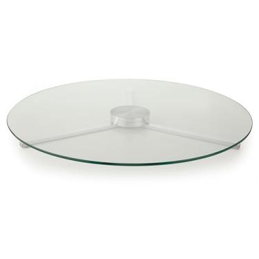 Imagem de Centro De Mesa Giratório Ø70cm Vidro Incolor e Alumínio F Collection - Forma