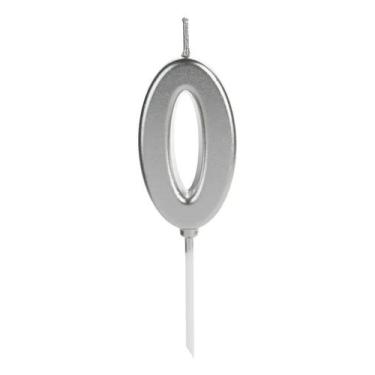 Imagem de Kit c/ 6 Vela Aniversario Numero Pick Prata - SILVER