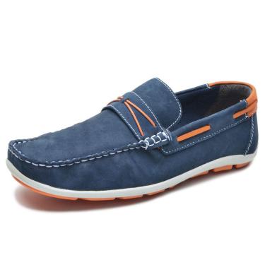 Imagem de Mocassim Masculino Couro Bico Quadrado Solado Borracha