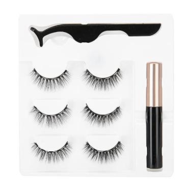 Imagem de Conjunto de cílios magnéticos, 3 pares de cílios postiços magnéticos, delineador líquido, conjunto de maquiagem fácil de aplicar e sem necessidade de cola (026)