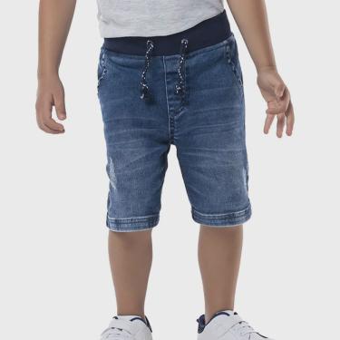 Imagem de Bermuda Infantil Jeans Cintura com Elástico Cós Ribana