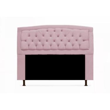 Imagem de Cabeceira Estofada Geovana Para Cama Box King 195 Cm Suede Rosa Bebe -