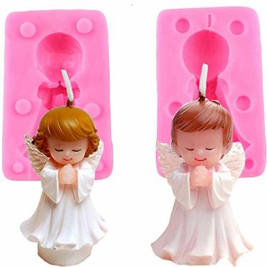 Imagem de Conjunto de moldes de silicone 3D para meninos e meninas, para fondant, vela, cera, giz de cera, argila de polímero, gesso de Paris, sabonete, decoração de topo de bolo, bomba de banho, barra de