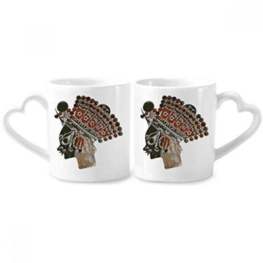 Imagem de Conjunto de canecas de porcelana tradicional Shadow Play Minority Portrait Couple Porcelain Mug Cup Lover Cup Heart Handle