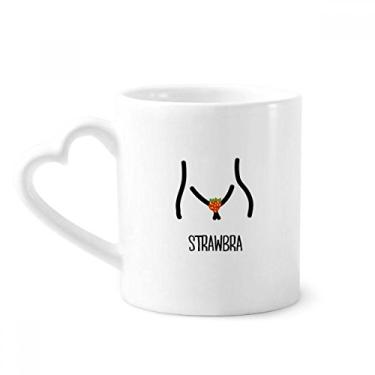 Imagem de Caneca engraçada de desenho de morango vermelho caneca de café cerâmica copo de coração de vidro