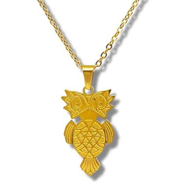 Imagem de Colar Corujinha Aço Inox Feminino Banhado A Ouro 18k