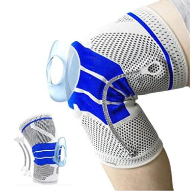 Imagem de Joelheira Compressão Pad Silicone Aço Flexível Estabilidade Futebol Esportiva Musculação Tênis Cross (G)