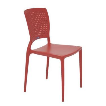 Imagem de 92048040 - Cadeira Tramontina Safira Vermelha Sem Braços Em Polipropil