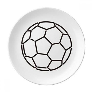 Imagem de Prato de futebol americano branco preto decorativo de porcelana salver louça de jantar