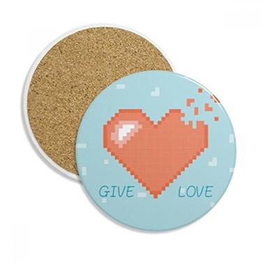 Imagem de Desappear Heart Give Love Pixel Coaster Cup Caneca com proteção de mesa Pedra absorvente