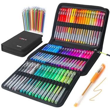 Imagem de Conjunto de 120 canetas de gel com glitter, ZSCM 60 cores incluem 48 canetas com glitter, 12 canetas clássicas com 60 refis de cores correspondentes, bolsa de lona para adultos, livros de colorir,