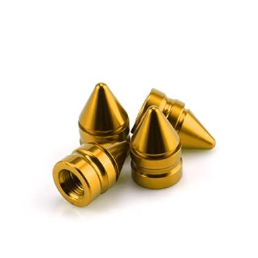 Imagem de SINGARO Tampas de válvula de pneu, 4 peças de tampas universais de pneu de carro de liga de alumínio, adequadas para carros, caminhões, suvs e motocicletas (ouro)