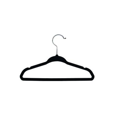 Imagem de Cabide Veludo Slim Preto Kit 50 pçs