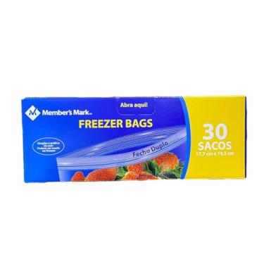 Imagem de Saco Para Congelar Alimentos Com Fecho Duplo 17,7x19,5cm Freezer Bag Member's Mark Caixa com 30 Unidades