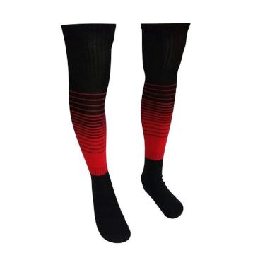 Imagem de Kit 10 Pares Meião Futebol Degrade Preto Com Vermelho 38/44