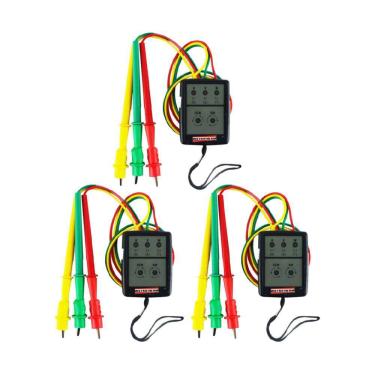 Imagem de Kit 3 Fasímetro Trifásico Detecção Presença Fase Rotação Pontas Prova Spi-500 Portátil Instrutherm Com Estojo