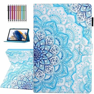 Imagem de Capa para Samsung Galaxy Tab S6 Lite de 10,4 polegadas, modelo 2022/2020 (SM-P610/P613/P615/P619), capa dobrável de couro PU premium com suporte para caneta e vários ângulos de visão - Mandala