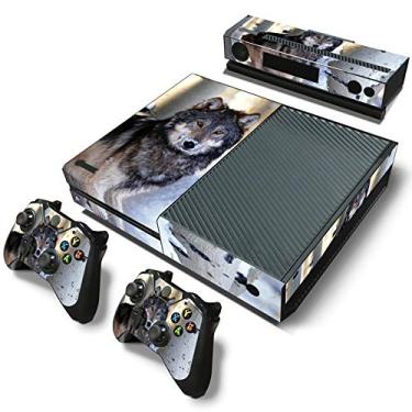 Imagem de SKINOWN Skin Sticker para console Xbox One e 2 controles com 1 película Kinect (Wolf)