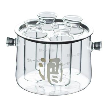 Imagem de Ioensy Conjunto de copos de saquê frio, copos de saquê doméstico, garrafa transparente para escritório, aquecimento de casa, casamento, mesa de jantar