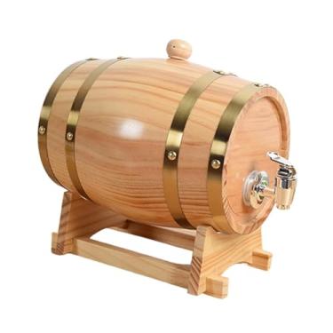 Imagem de Ioensy Barril de madeira, recipiente de vinho com suporte, retrô, barril de vinho, barril de cerveja, balde de vinho para conhaque, cerveja, destilados, Madeira 3L