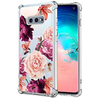 Imagem de KIOMY Capa transparente para Samsung Galaxy S10E, capa protetora à prova de choque com cantos de airbags design híbrido, parte traseira rígida de policarbonato com moldura de TPU flexível, lindo