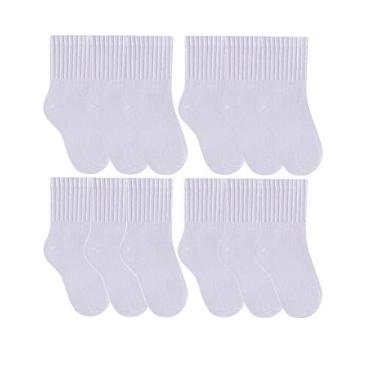 Imagem de 12 Pares De Meias Infantil Cano Médio Em Algodão Para Menino E Menina 