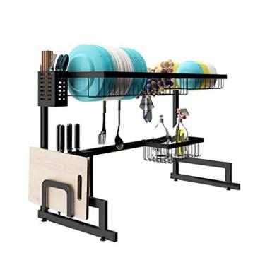 Imagem de Escorredor de louça, escorredor de louça, rack de cozinha, suporte de pia dupla de aço inoxidável 201 escorredor de pratos