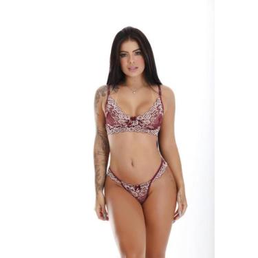 Imagem de Conjunto Lingerie sem bojo com aro renda bicolor luxo Peaches (Carol),