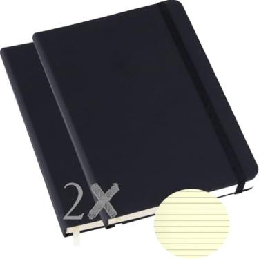 Imagem de Kit 2 Cardeneta Tipo Moleskine Executiva De Couro Agenda (preto)