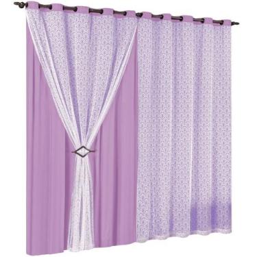 Imagem de Cortina Valência De Renda Para Sala 2 00x1 70 - CRIS ENXOVAIS, Lilas