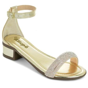 Imagem de Sandália Infantil Menina Saltinho Baixo Grosso Brilho Strass Festa Kli