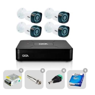 Imagem de Kit Cftv Dvr 4 Canais Hd 1080n + 4 Câmeras Infra 720p Giga