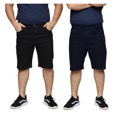 Imagem de Kit 2 Bermuda Jeans Tradicional Masculina Slim Plus Size Premium Algod