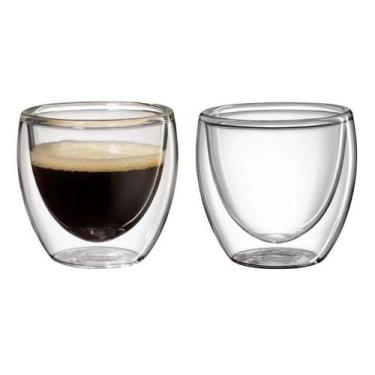 Imagem de Kit 02 Copos De Vidro Parede Dupla Xicara Café Expresso 80ml - Mimo St