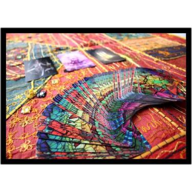 Imagem de Quadro Decorativo Jogos Baralho Tarot Cartas Esoterismo Com Moldura RC